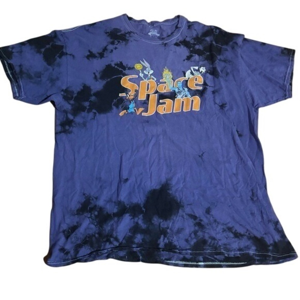Space Jam Purple Tie Dye VTG Cartoon Y2k Graphic Short Sleeve T- Shirt 90's